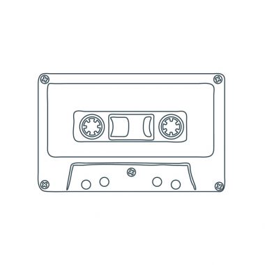 Beyaz arka plan üzerinde izole ses kaset kaset. Vektör