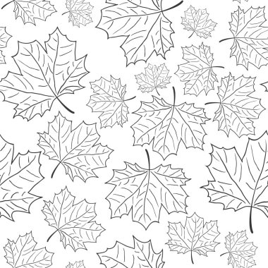 Elle çizilmiş Maple Leaf Seamless modeli. Vektör