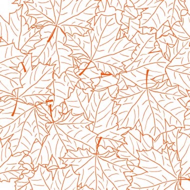Elle çizilmiş Maple Leaf Seamless modeli. Vektör