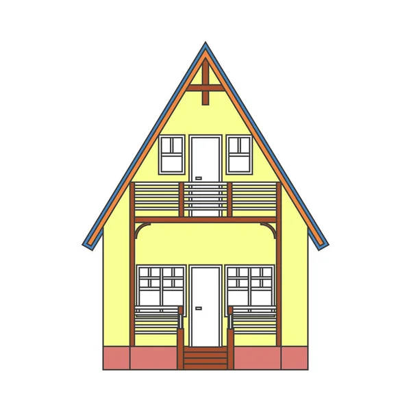 Modern huis in dunne lijnstijl op witte achtergrond. Vector — Stockvector