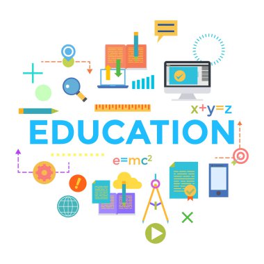 Kelime eğitimi kavramları. Web sitesi ve mobil web sitesi için düz tasarım afişi, kullanımı kolay ve son derece kişiselleştirilebilir. Vektör