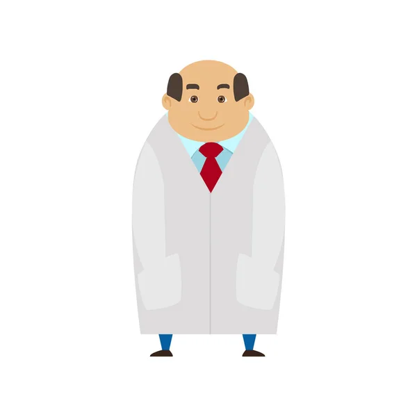 Medische man op witte vacht Cartoon karakter Flat Design. Vector — Stockvector