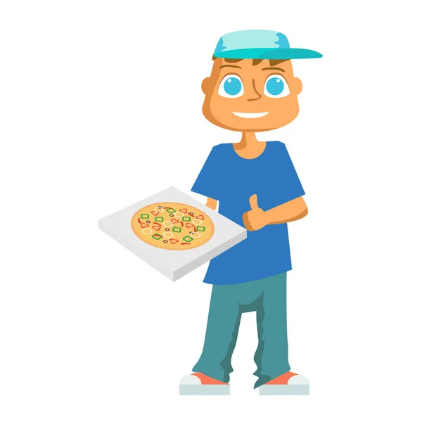 Cartoon pizza delivery guy. Vector — Stockvector