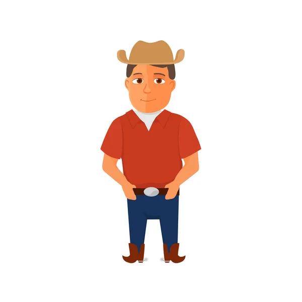 Personaje de vaquero de dibujos animados sobre fondo blanco. Vector — Archivo Imágenes Vectoriales