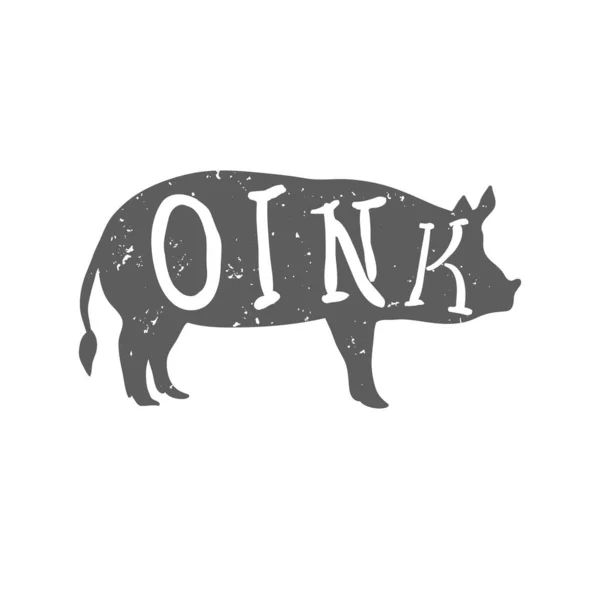 Silueta de cerdo con texto Oink. Vector — Archivo Imágenes Vectoriales