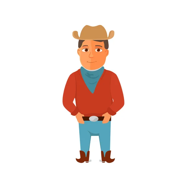 Personaje de vaquero de dibujos animados sobre fondo blanco. Vector — Vector de stock