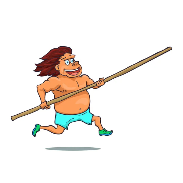 Caricatura corriendo personaje de bóveda polo. Vector — Archivo Imágenes Vectoriales