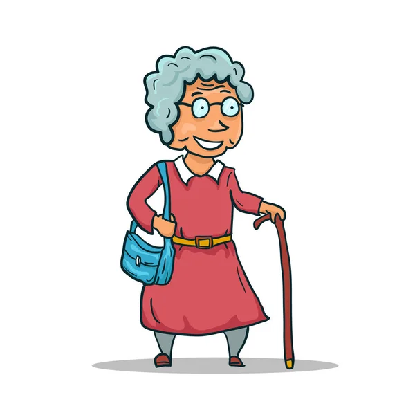 Cartoon Stará dáma Charakter izolované na bílém pozadí. Vektor — Stockový vektor