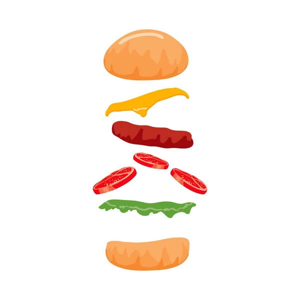 Renkli Burger arka planda izole edildi. Vektör — Stok Vektör