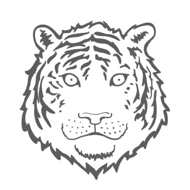 Kaplan suratlı ya da kafalı. Kaplan başlı hayvan ya da avcı beyaz arka planda izole edilmiş. Vektör