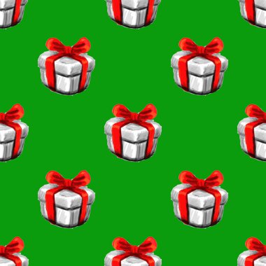 El Hediye Kutusu Noel Kutusu Çizimi Kusursuz Şablon. Vektör