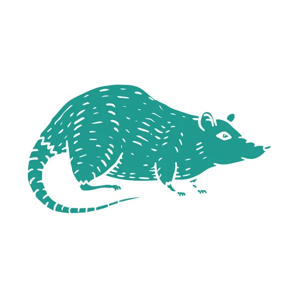 Rat of Muis Hand getekend op witte achtergrond. Vector — Stockvector