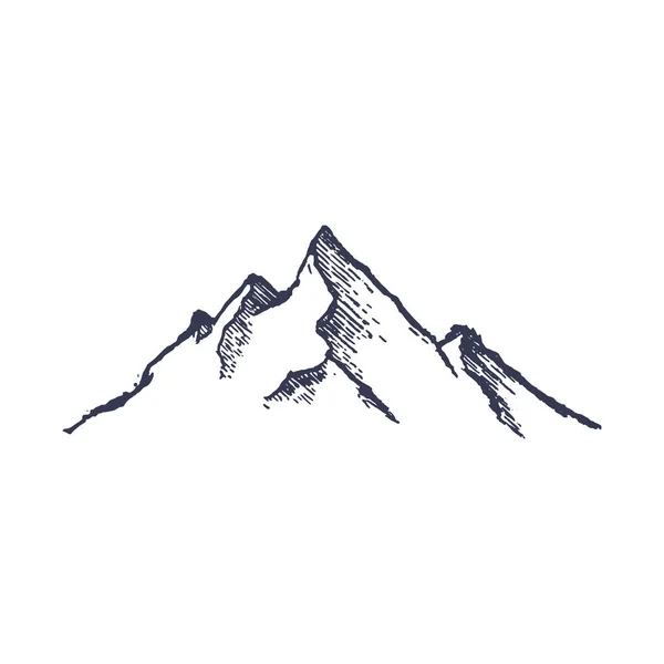 Горы. Ручной рисунок скалистых вершин восхождения. Вектор — стоковый вектор