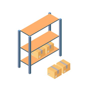 Kargo Karton Kutu Düz Tasarım. Teslimat servisi. Vektör