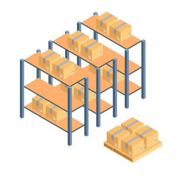 Kargo Karton Kutu Düz Tasarım. Teslimat servisi. Vektör