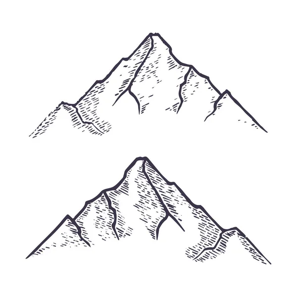 Gunung siap. Tangan digambar puncak berbatu. Vektor - Stok Vektor