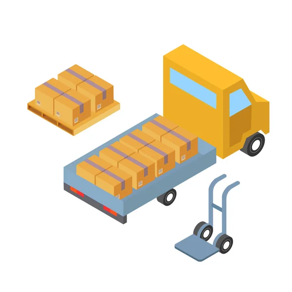 Cargo Cardboard Box Flat Design. Delivery Service. Vector — 스톡 벡터