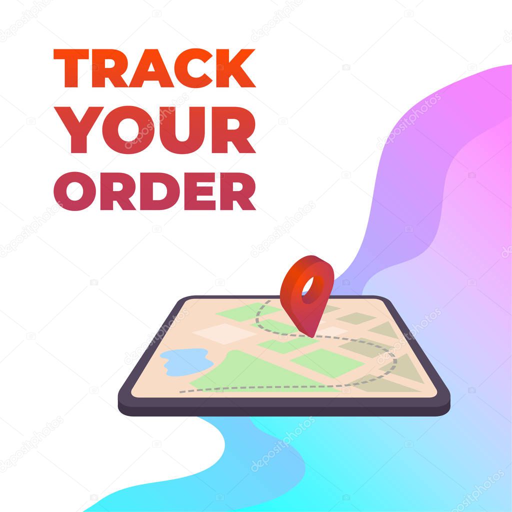 Order Tracking App for Tablet or Smartphone. Vector