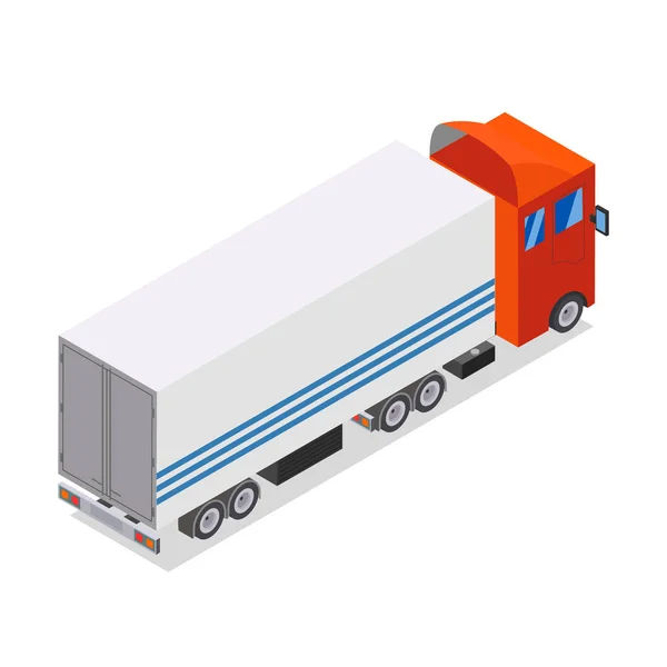 Platte ontwerp Isometrische Tractor Unit. Vrachtwagen met aanhanger. Vector — Stockvector