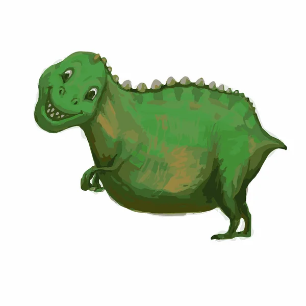 Hand Drawn Cartoon Dinosaur Tyrannosaurus Rex. T-Rex Smile. Vector — 스톡 벡터