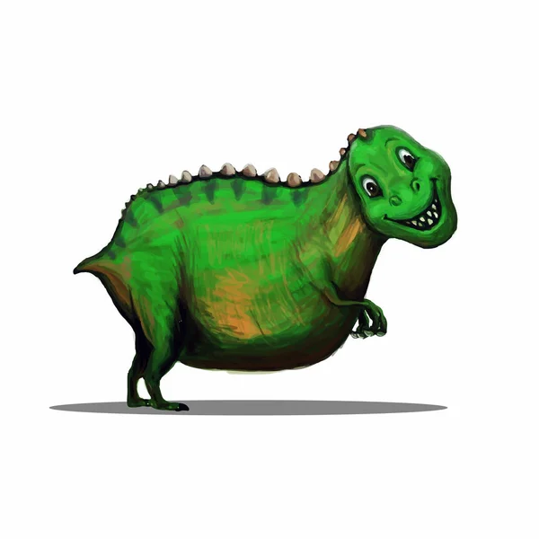 Hand Drawn Cartoon Dinosaur Tyrannosaurus Rex. T-Rex Smile. Vector — Stock Vector