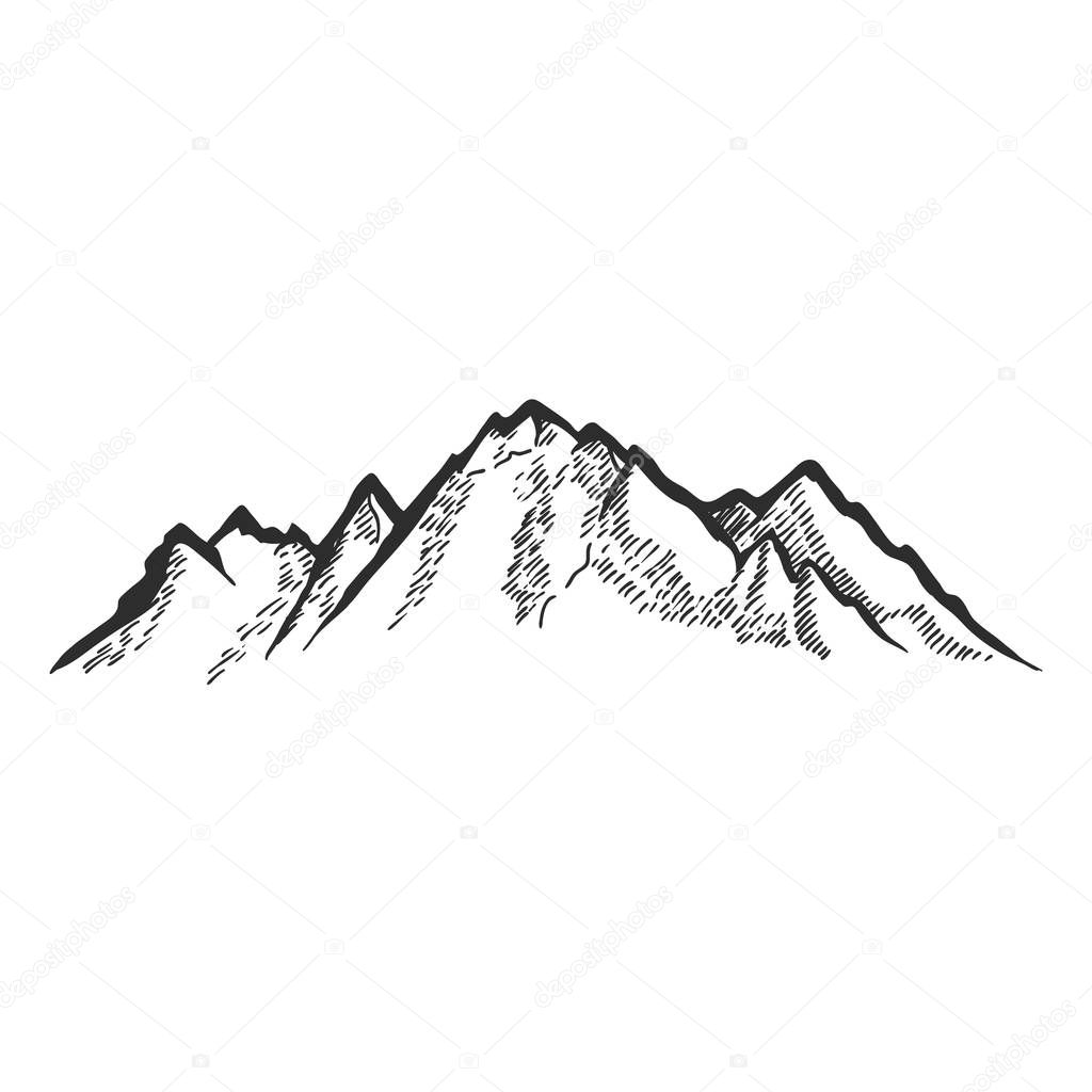 Mountains set. Hand drawn rocky peaks. Vector