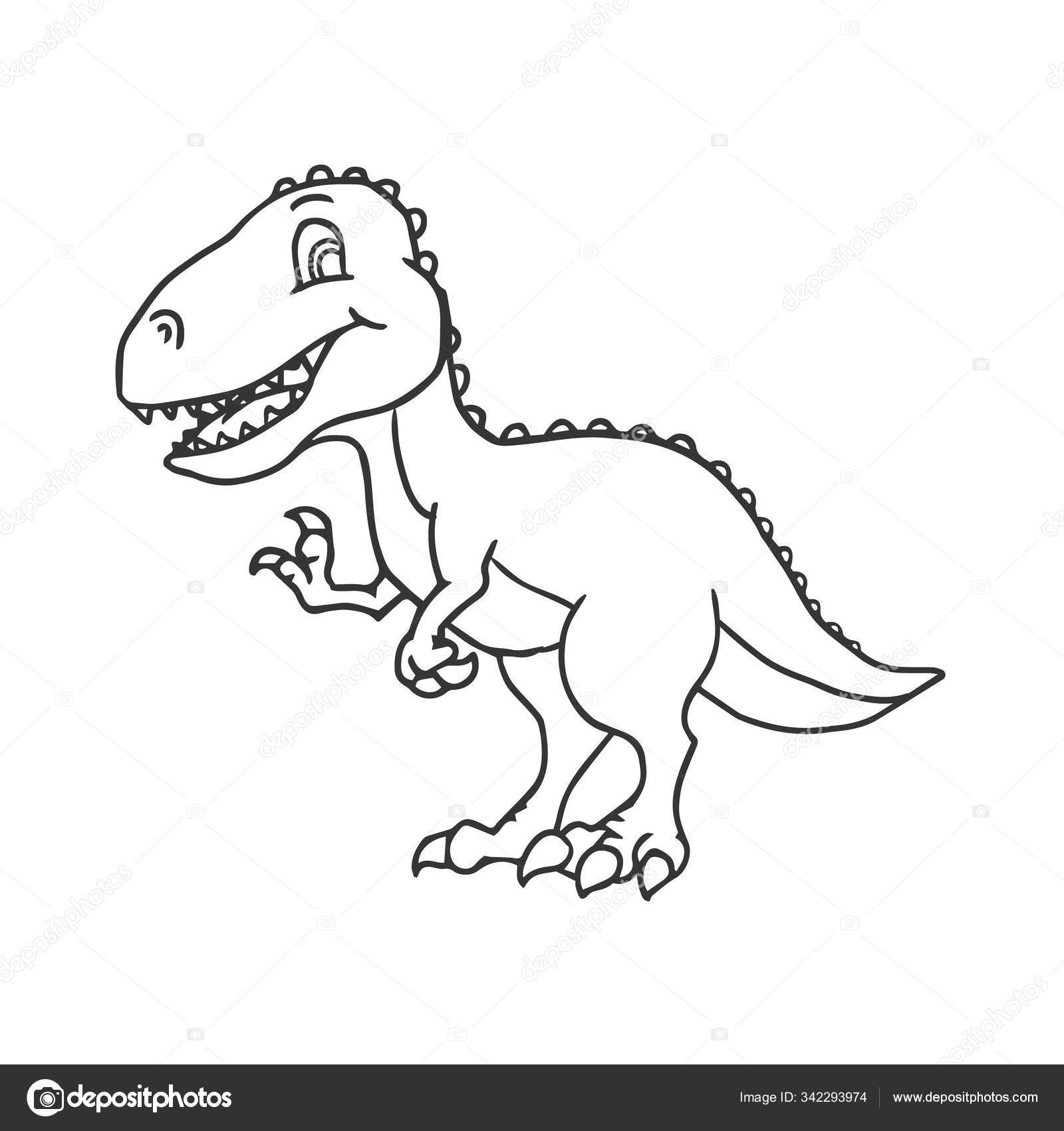 Vector Stylized cute monoline dinosaur Turannosaurus isolated on