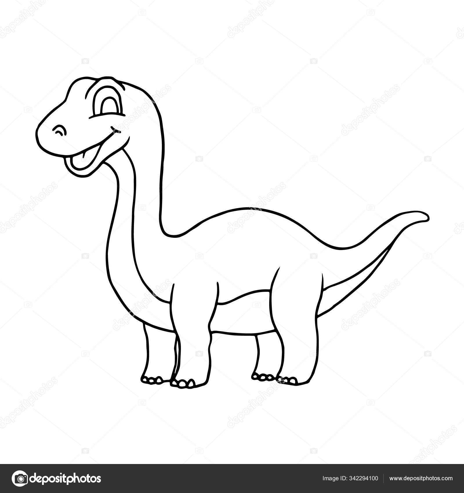 Cute Little Cartoon Baby Dinosaur - Diplodocus outline. Vector Stock Vector  Image by ©dimair #342294100