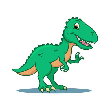 Şirin Karikatür Dinozor - T-rex Tyrannosaurus Rex. Vektör