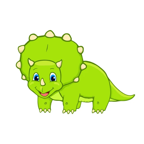 Cartoon Triceratops Cute Little Baby Dinosaur. Vector — 스톡 벡터
