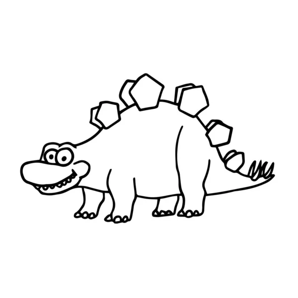 Tecknad Stegosaurus Söt liten Baby Dinosaurie kontur. Vektor — Stock vektor