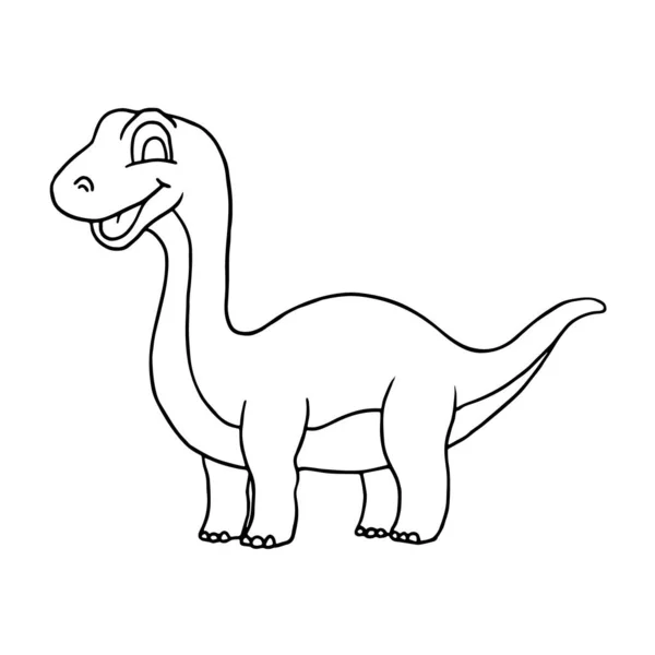 Carino piccolo fumetto Baby Dinosaur Diplodocus contorno. Vettore — Vettoriale Stock