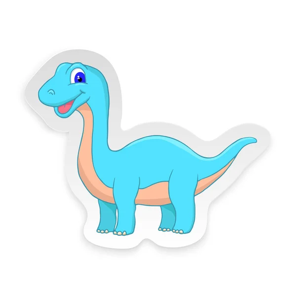 Cartoon Diplodocus Cute Little Baby Dinosaur Sticker. Vector — 스톡 벡터