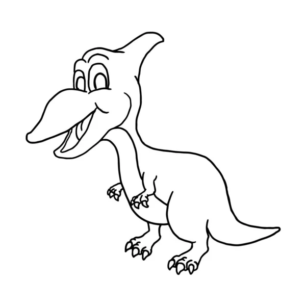 Dibujos animados lindo bebé dinosaurio contorno. Vector — Vector de stock