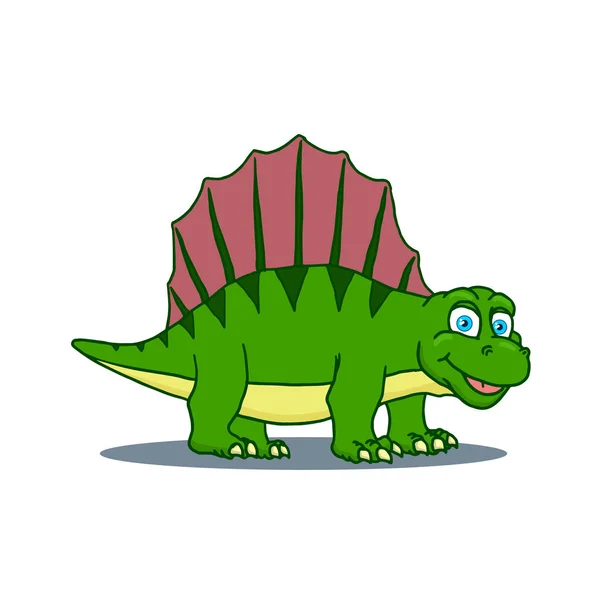 Dibujos animados Dimetrodon lindo bebé dinosaurio. Vector — Vector de stock