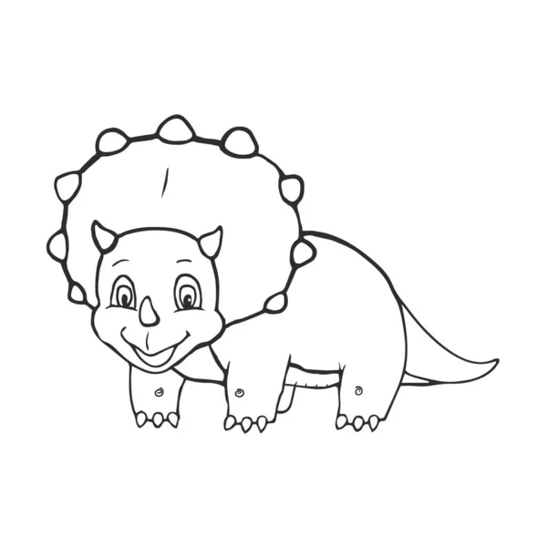 Triceratops de dibujos animados lindo pequeño dinosaurio bebé para colorear libro y educación. Vector — Archivo Imágenes Vectoriales