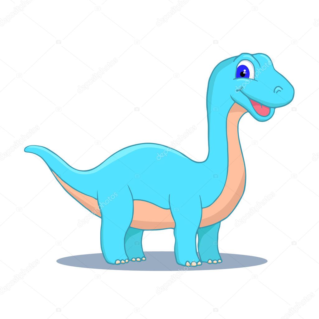 Cute Little Cartoon Baby Dinosaur - Diplodocus colorful. Vector