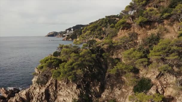 Letecký Záběr Pobřeží Costa Bravo Španělska — Stock video