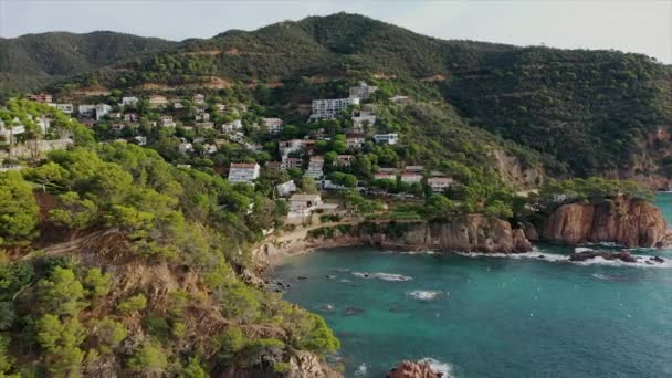 Luchtfoto Van Kust Costa Bravo Van Spanje — Stockvideo