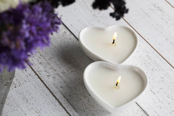 iki kalp şekli mumlar