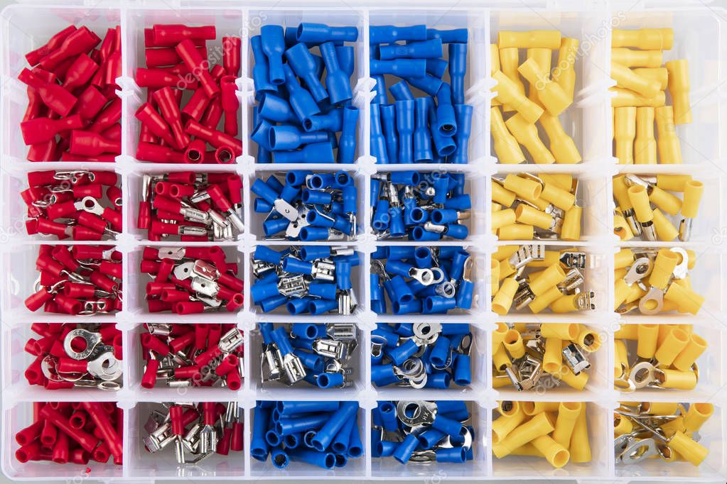Connector Terminals Organized in Container