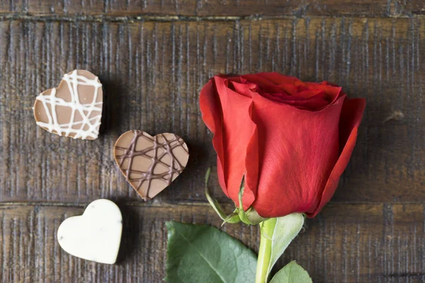 Rose och choklad — Stockfoto