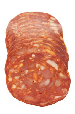 İzole chorizo dilimleri