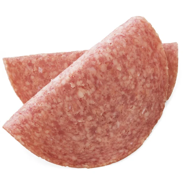 Salami segmenten geïsoleerd — Stockfoto