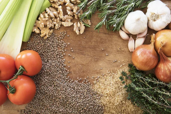 Рамка для овощей и зерна — стоковое фото