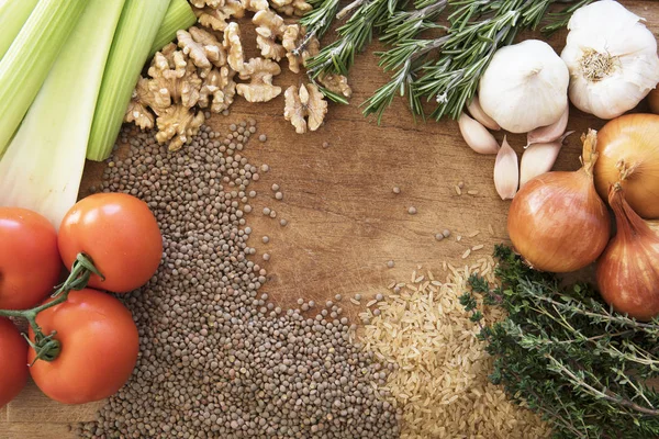 Marco de alimentos de verduras y granos —  Fotos de Stock