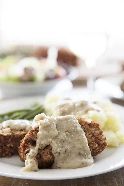 Linsenbrot und Soße — Stockfoto