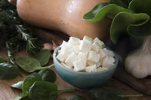 Bowl of Feta Cheese — Stock Photo, Image