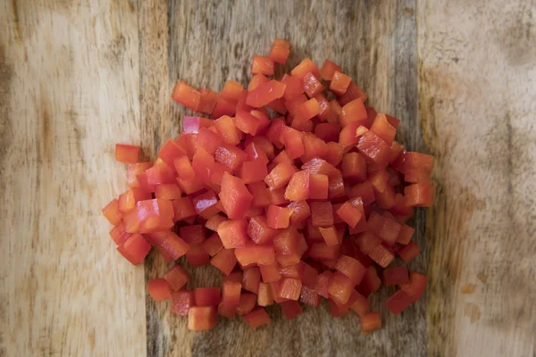 Red Bell Peppers Diced — Stock Photo, Image