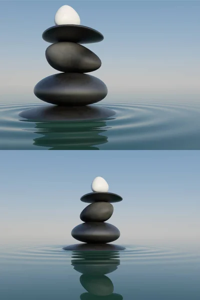 Stones Tranquility Eastern Construction Stones Standing Top Each Other Water — Free Stock Photo